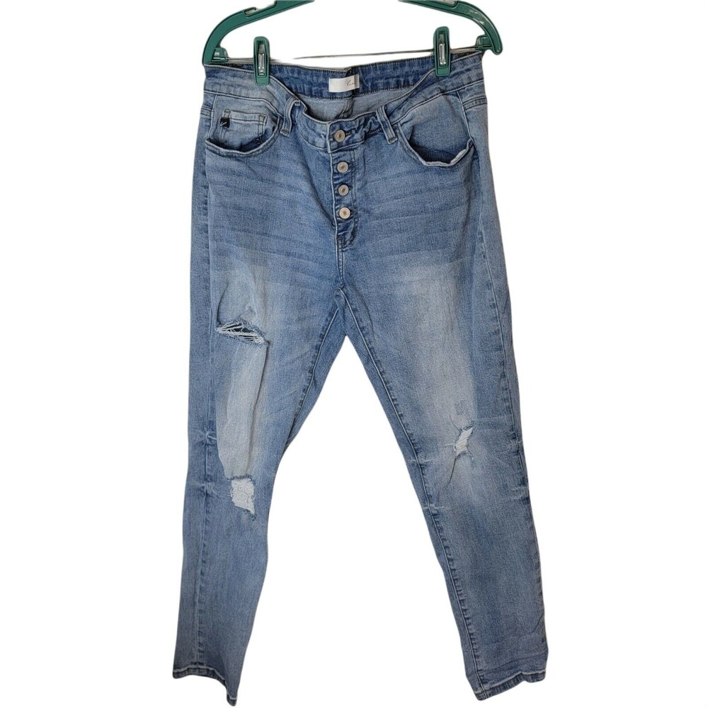 KanCan High Rise Super Skinny Distressed Jean Button Fly Stretch Blue 15/31 Lyla